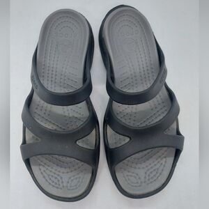Crocs Meleen Twist Women Size 5 Black Gray Strappy Slip On Sandals